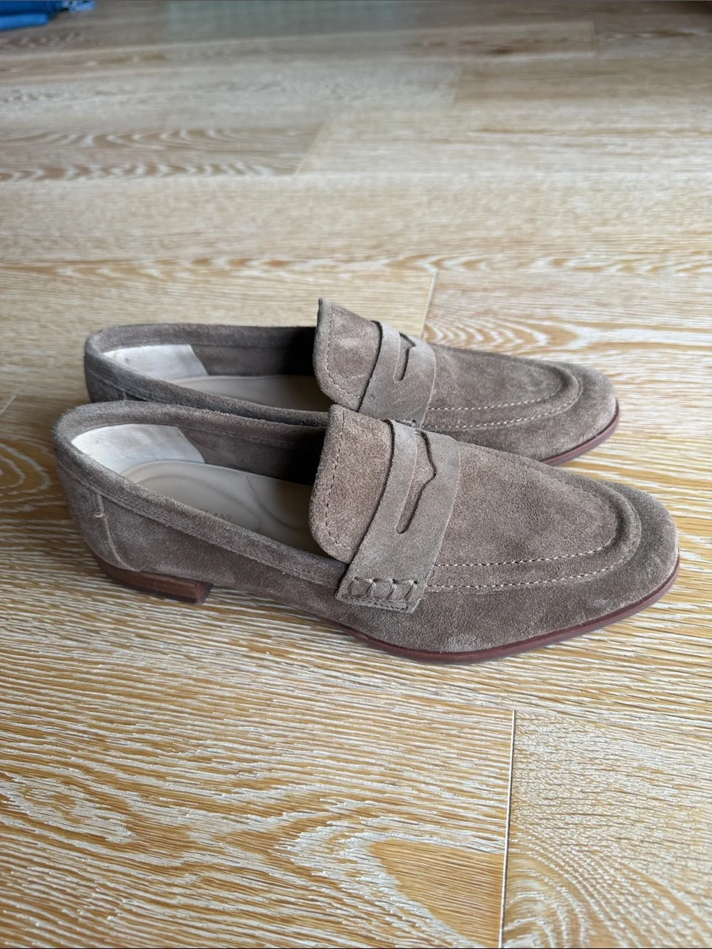 Women’s Suede Penny Loafers in Taupe - Picture 2 of 6